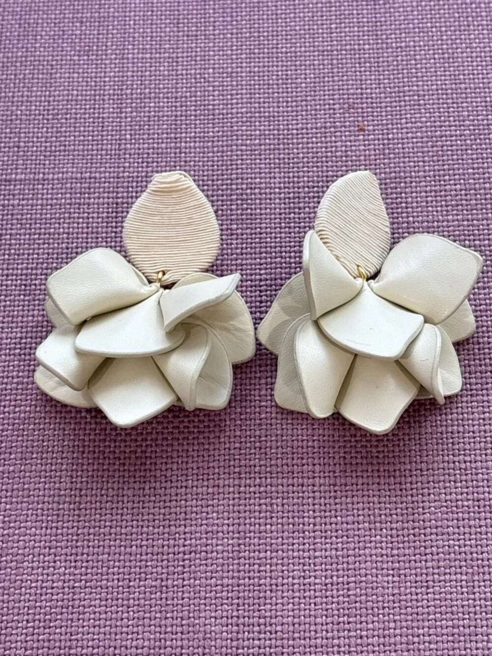 Tuckernuck Jewelry Silk and Leather Orchid Earring in Cream New Womens
